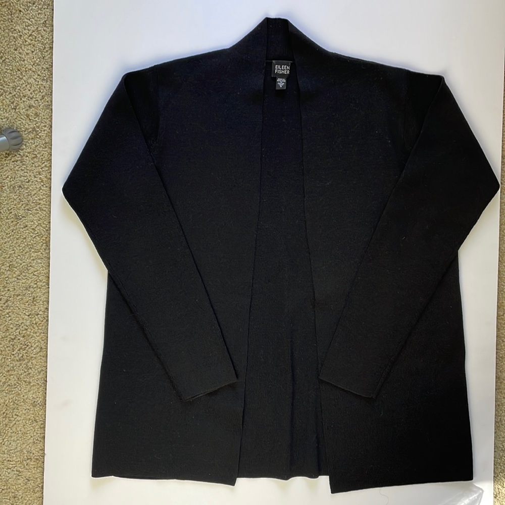 Eileen Fisher 100% Wool Knit Open Cardigan
